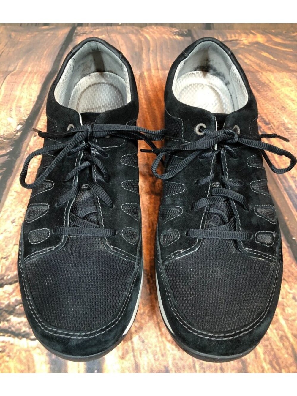 Dansko Womens 40 / 9.5-10 Black Suede Lace-Up Sneaker Shoes  (d5h)